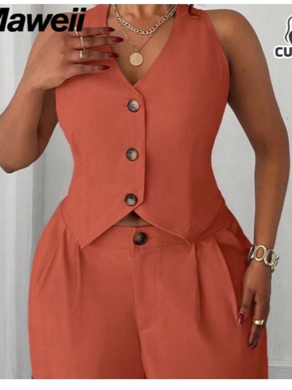Women Size 3XL Cropped Vest & Wide-Leg Pants Bundle